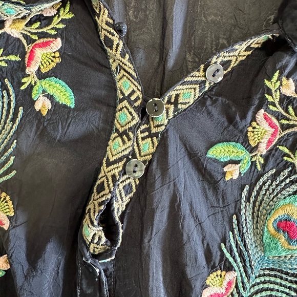 Johnny Was Sundance Catalog Blue Art Sable Tunic Navy Size Large EUC - Picture 14 of 16